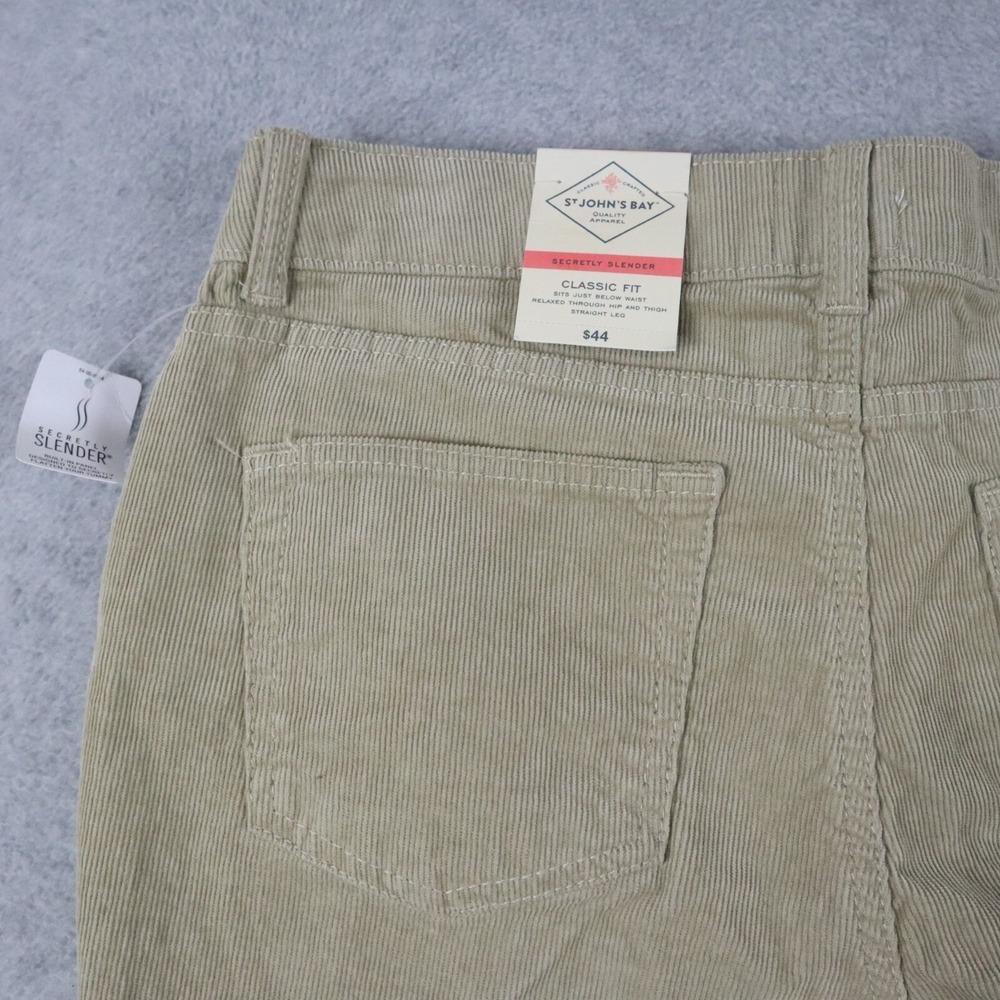 St Johns Bay Pants Womens 12 Straight Leg Corduroy 5-Pocket Jeans Beige NWT - Picture 7 of 7